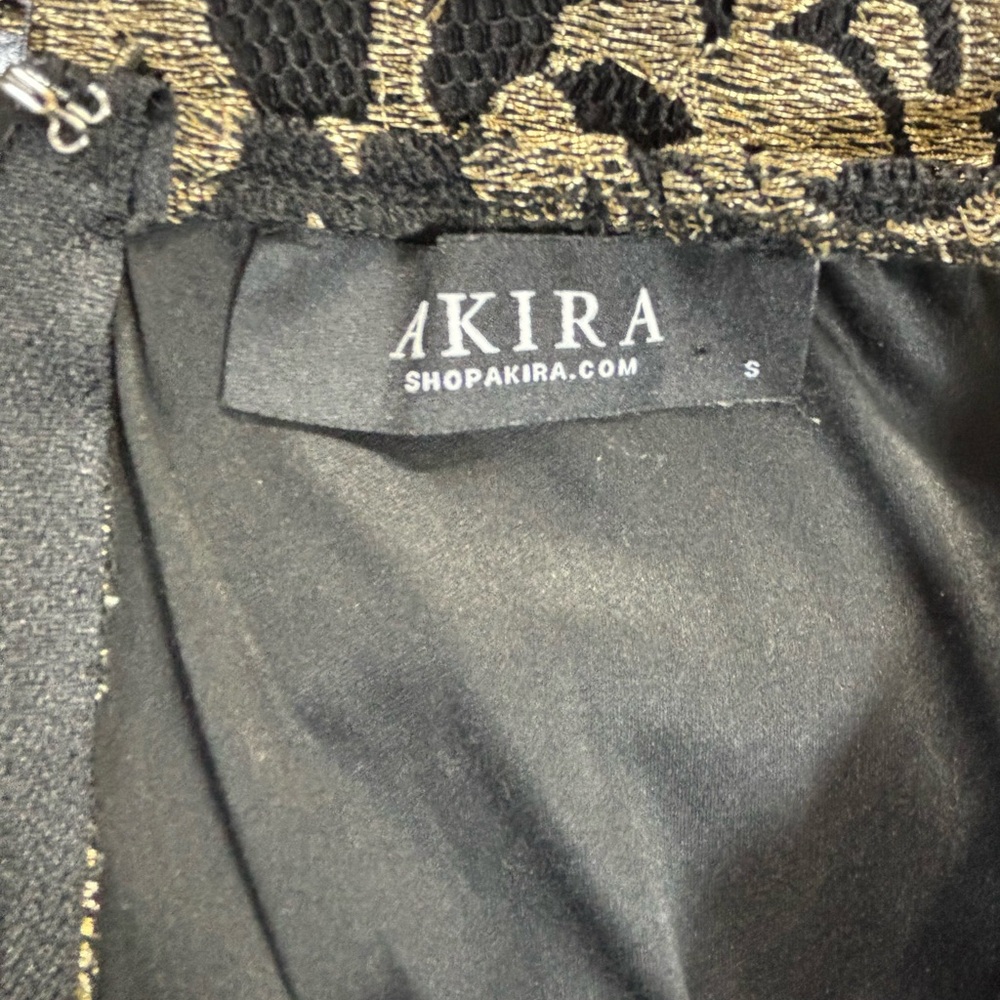 AKIRA Black and Gold Floral Lace High-Low Skirt - Picture 3 of 7